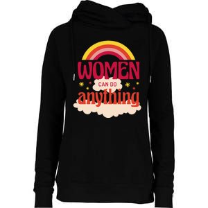 Women's Rights Can Do Anything Feminist Womens Funnel Neck Pullover Hood