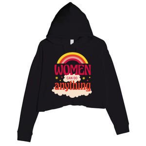 Women's Rights Can Do Anything Feminist Crop Fleece Hoodie