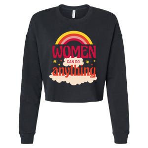 Women's Rights Can Do Anything Feminist Cropped Pullover Crew