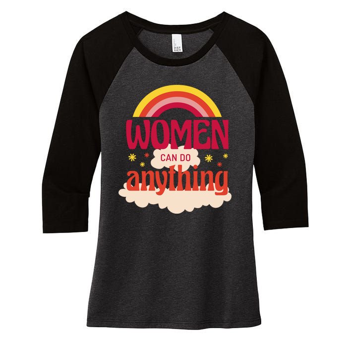 Women's Rights Can Do Anything Feminist Women's Tri-Blend 3/4-Sleeve Raglan Shirt