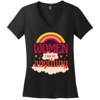 Women's Rights Can Do Anything Feminist Women's V-Neck T-Shirt