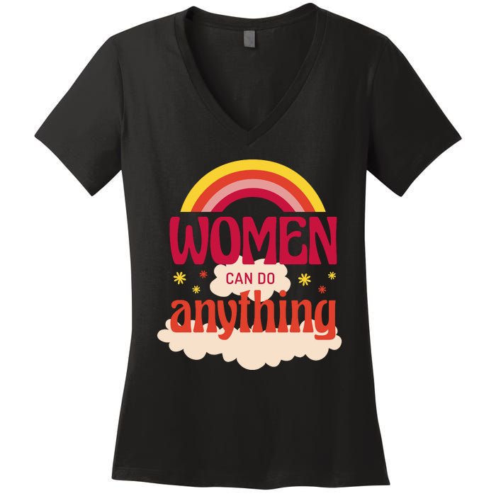 Women's Rights Can Do Anything Feminist Women's V-Neck T-Shirt