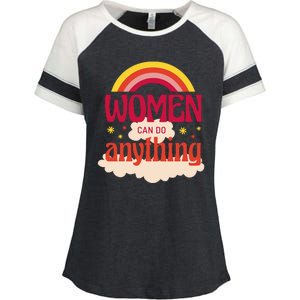 Women's Rights Can Do Anything Feminist Enza Ladies Jersey Colorblock Tee