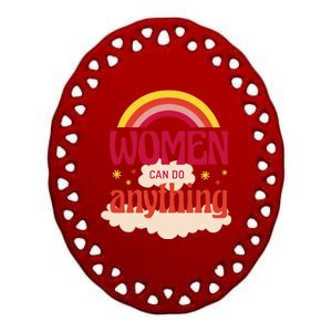 Women's Rights Can Do Anything Feminist Ceramic Oval Ornament