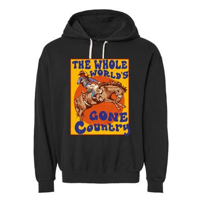 Western Rodeo Cowboy Horse Gone Country Garment-Dyed Fleece Hoodie