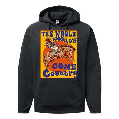 Western Rodeo Cowboy Horse Gone Country Performance Fleece Hoodie