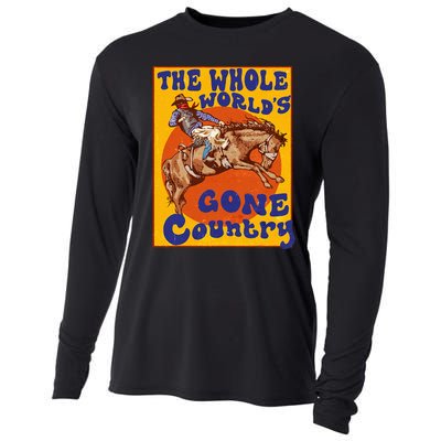 Western Rodeo Cowboy Horse Gone Country Cooling Performance Long Sleeve Crew