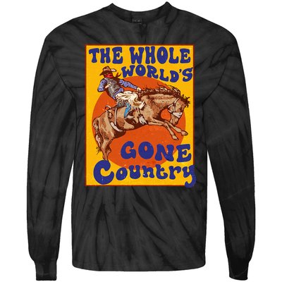 Western Rodeo Cowboy Horse Gone Country Tie-Dye Long Sleeve Shirt