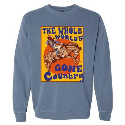 Western Rodeo Cowboy Horse Gone Country Garment-Dyed Sweatshirt