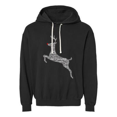 Wordy Reindeer Christmas Garment-Dyed Fleece Hoodie