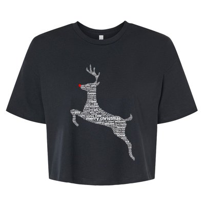 Wordy Reindeer Christmas Bella+Canvas Jersey Crop Tee