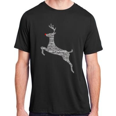 Wordy Reindeer Christmas Adult ChromaSoft Performance T-Shirt