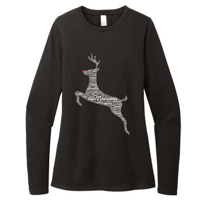 Wordy Reindeer Christmas Womens CVC Long Sleeve Shirt