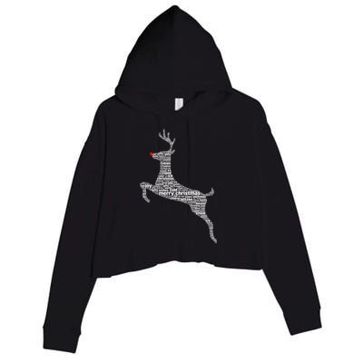 Wordy Reindeer Christmas Crop Fleece Hoodie