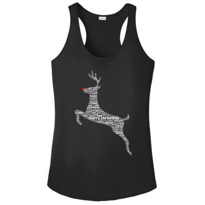 Wordy Reindeer Christmas Ladies PosiCharge Competitor Racerback Tank