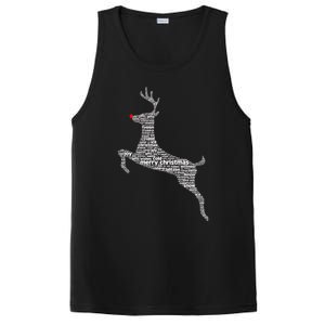 Wordy Reindeer Christmas PosiCharge Competitor Tank