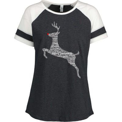 Wordy Reindeer Christmas Enza Ladies Jersey Colorblock Tee