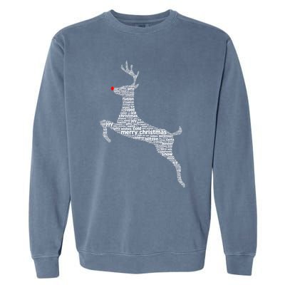 Wordy Reindeer Christmas Garment-Dyed Sweatshirt