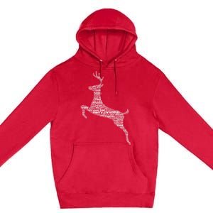 Wordy Reindeer Christmas Premium Pullover Hoodie