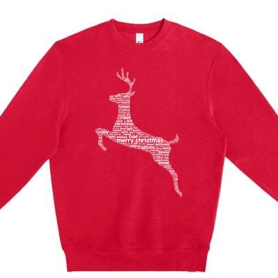 Wordy Reindeer Christmas Premium Crewneck Sweatshirt