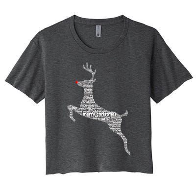 Wordy Reindeer Christmas Women's Crop Top Tee