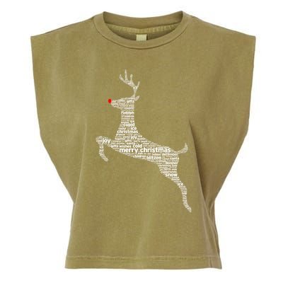 Wordy Reindeer Christmas Garment-Dyed Women's Muscle Tee