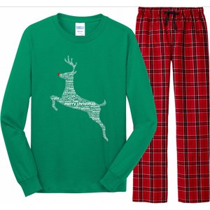 Wordy Reindeer Christmas Long Sleeve Pajama Set