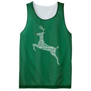 Wordy Reindeer Christmas Mesh Reversible Basketball Jersey Tank