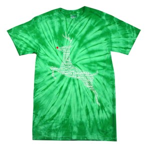 Wordy Reindeer Christmas Tie-Dye T-Shirt