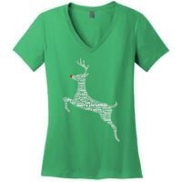 Wordy Reindeer Christmas Women's V-Neck T-Shirt