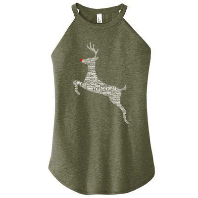 Wordy Reindeer Christmas Women’s Perfect Tri Rocker Tank