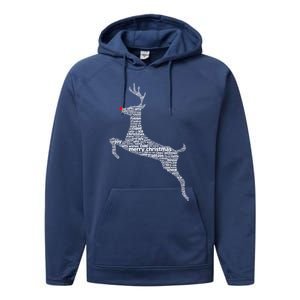 Wordy Reindeer Christmas Performance Fleece Hoodie