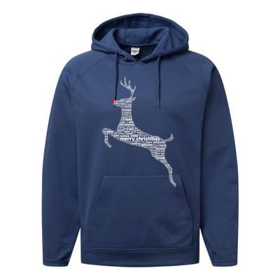 Wordy Reindeer Christmas Performance Fleece Hoodie