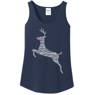 Wordy Reindeer Christmas Ladies Essential Tank