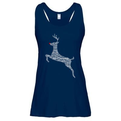 Wordy Reindeer Christmas Ladies Essential Flowy Tank