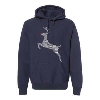 Wordy Reindeer Christmas Premium Hoodie