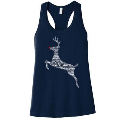 Wordy Reindeer Christmas Women's Racerback Tank