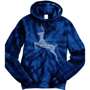 Wordy Reindeer Christmas Tie Dye Hoodie