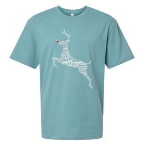 Wordy Reindeer Christmas Sueded Cloud Jersey T-Shirt