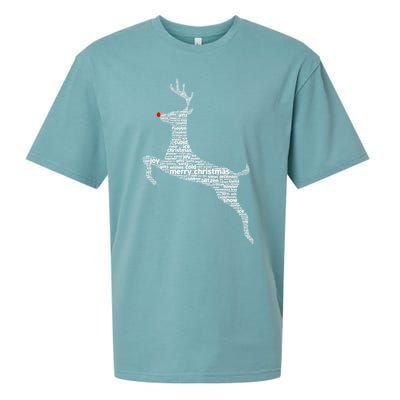 Wordy Reindeer Christmas Sueded Cloud Jersey T-Shirt