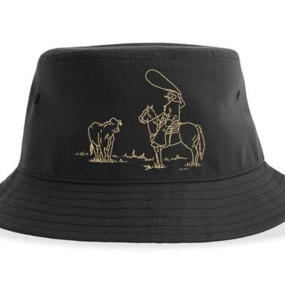 Western Rodeo Cowboy Roping Horse Riding Sustainable Bucket Hat