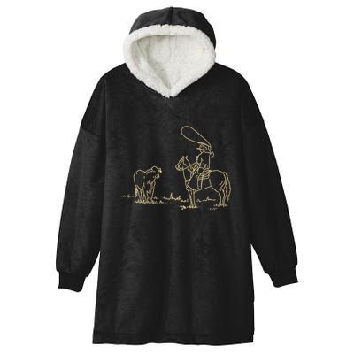 Western Rodeo Cowboy Roping Horse Riding Hooded Wearable Blanket