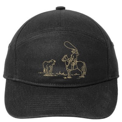 Western Rodeo Cowboy Roping Horse Riding 7-Panel Snapback Hat