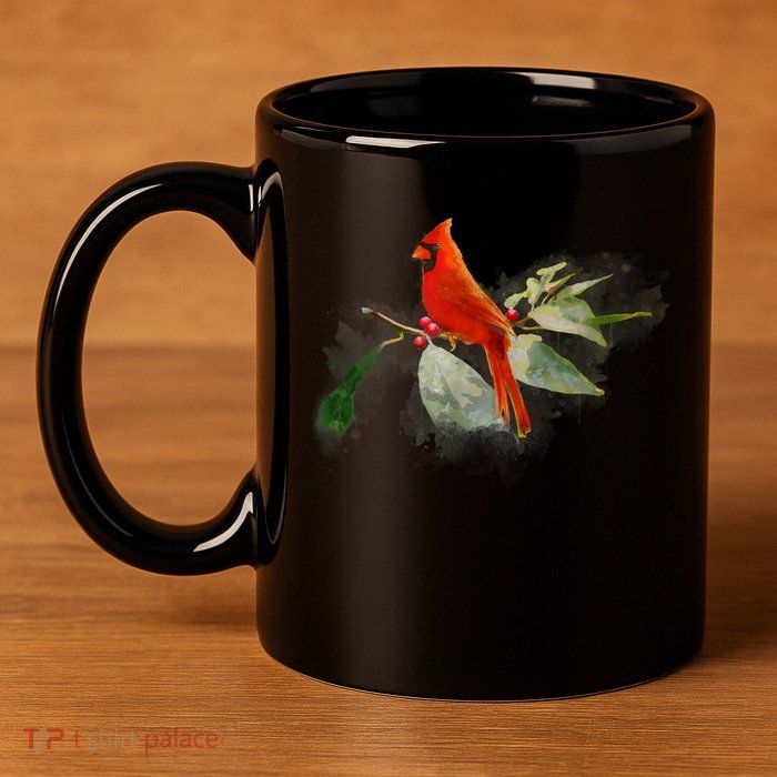 Wild Red Cardinal Bird 11oz C Handle Ceramic Mug