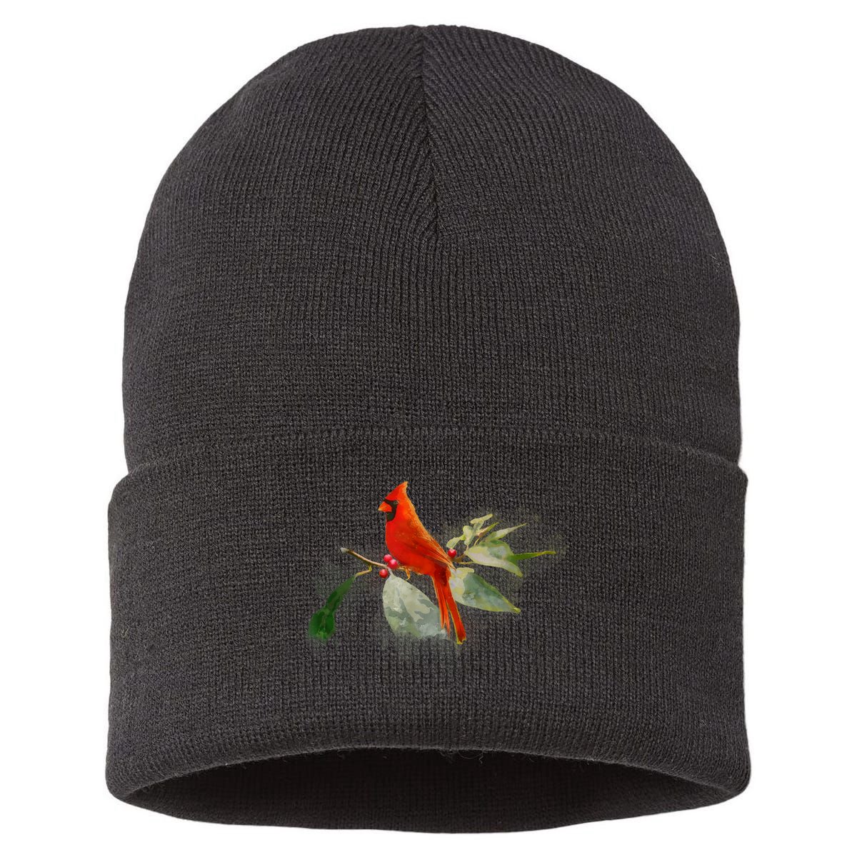 Wild Red Cardinal Bird Sustainable Knit Beanie