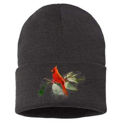 Wild Red Cardinal Bird Sustainable Knit Beanie