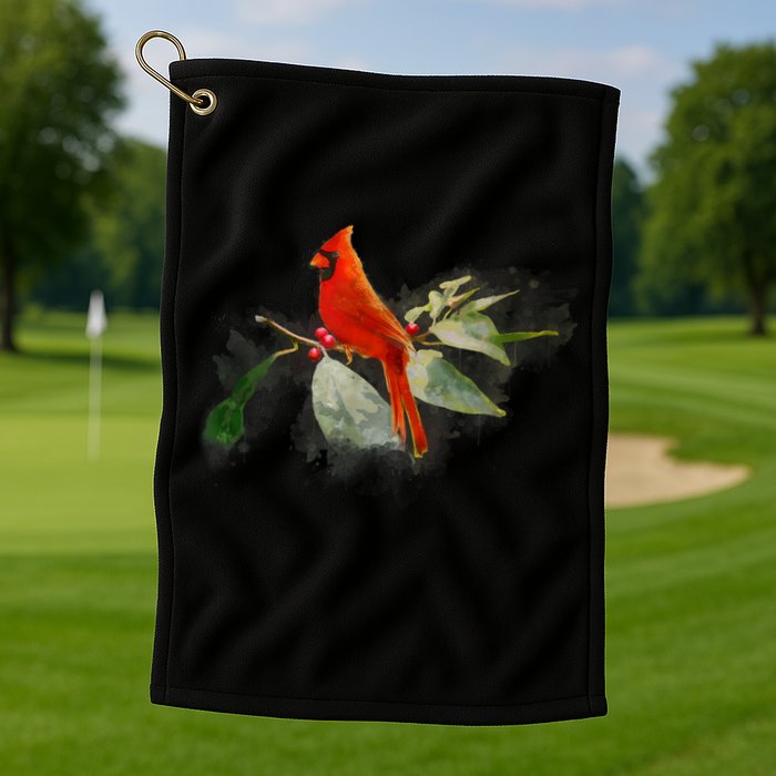 Wild Red Cardinal Bird Golf Towel