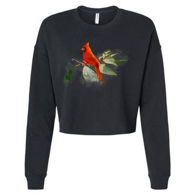 Wild Red Cardinal Bird Cropped Pullover Crew