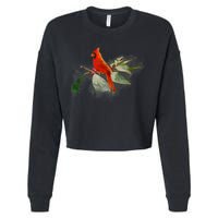 Wild Red Cardinal Bird Cropped Pullover Crew