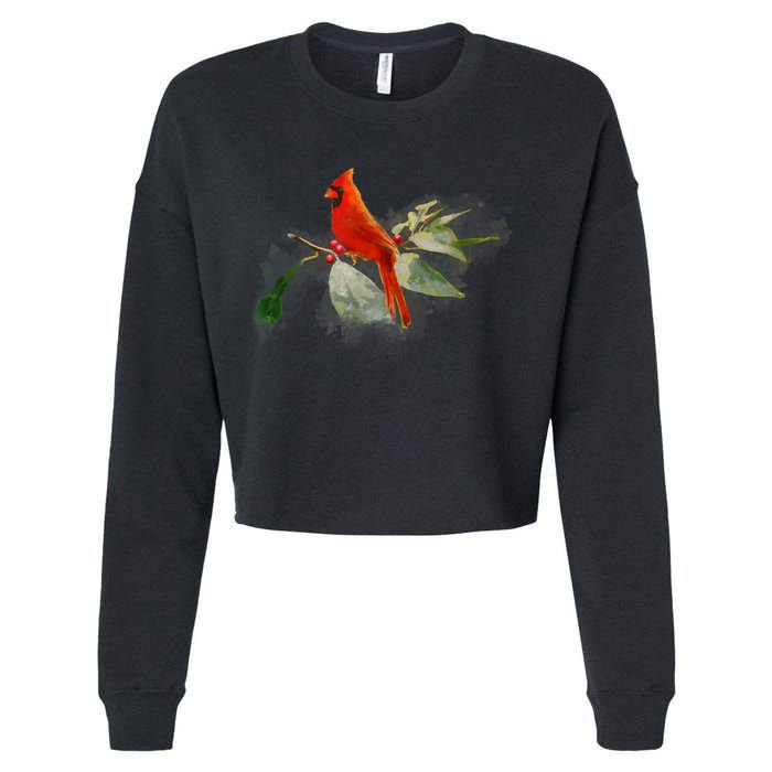 Wild Red Cardinal Bird Cropped Pullover Crew
